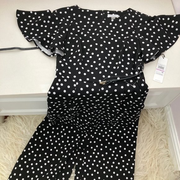 Calvin Klein Flutter Sleeved Belted Jumpsuit - Picture 5 of 8